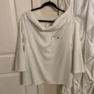 White cowl neck chase top